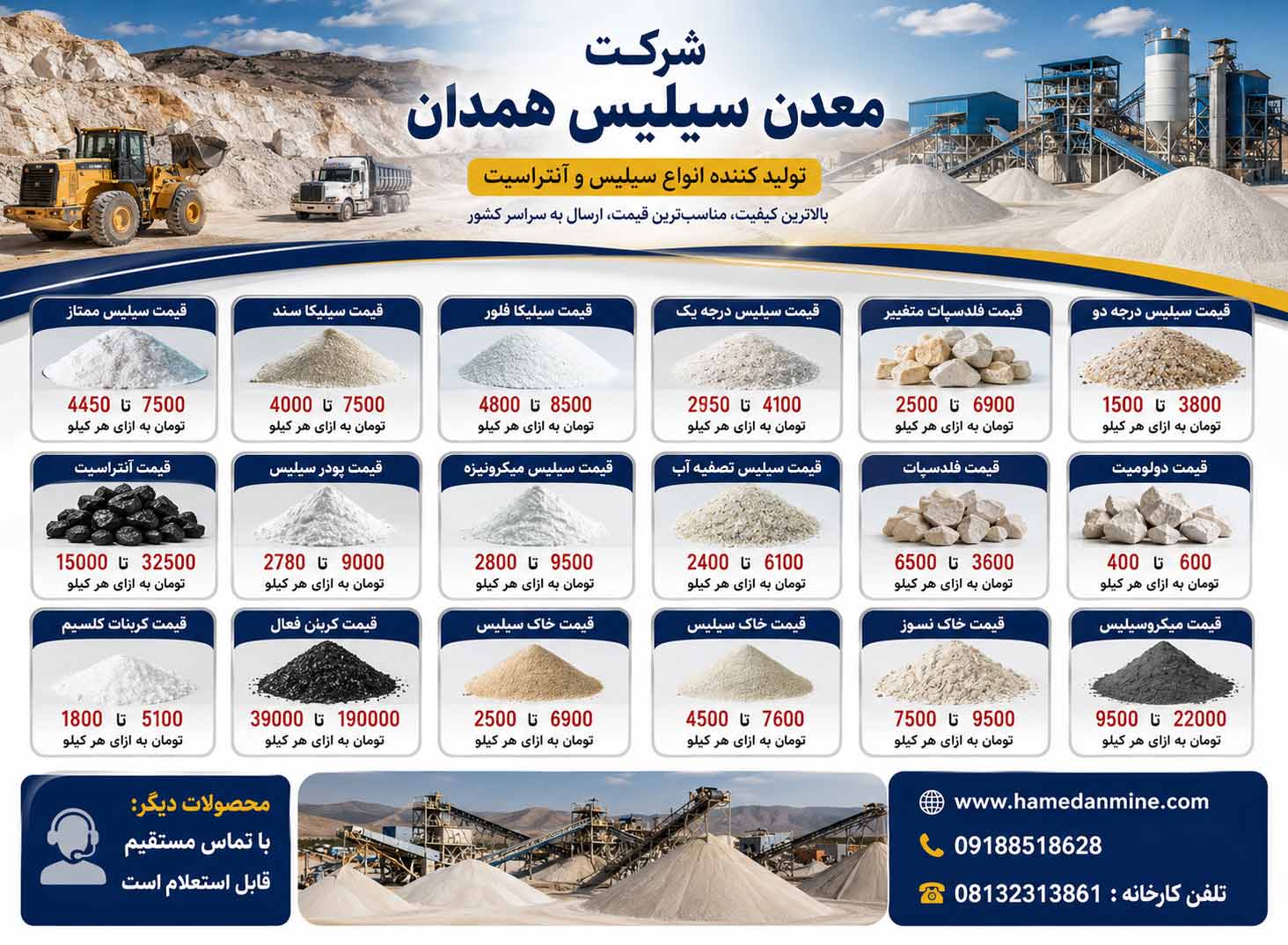 شرکت معدن سیلیس همدان| مشاوره و استعلام قیمت سیلیس 1 لیست قیمت سیلیس